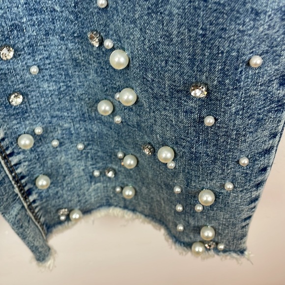 Women’s Est 1946 Denim Jeans, Pearls and Rhinestone Embellishments Size 14 - Picture 6 of 10